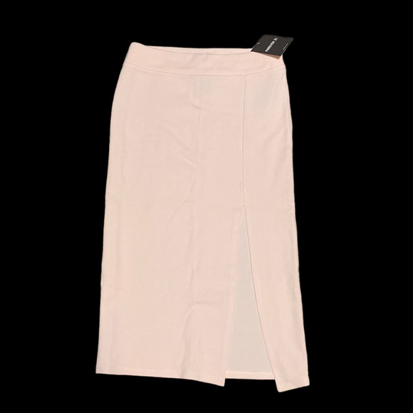 NWT Forever 21 F21 Light Pale Pink High-Slit Bodycon Midi Pencil Pull-On Skirt S - Picture 5 of 14